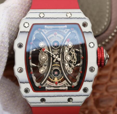 Review replica Richard Mille RM53-01 Carbon red rubber mens watch for sale